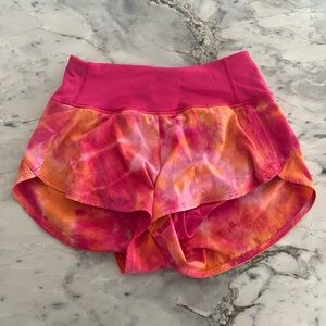 Outdoor Voices Shorts. Pink and orange tie dye.